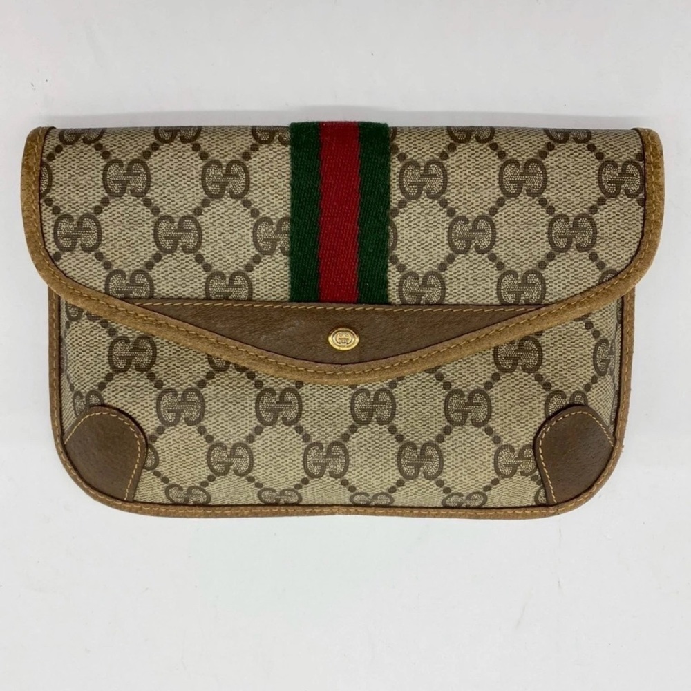 Gucci Vintage GG PVC Sherry Line Cosmetic Bag Authentic